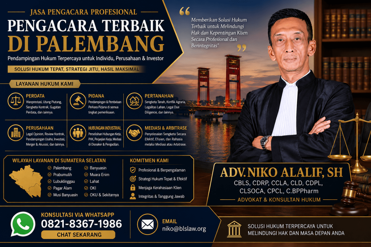 Pengacara Terbaik di Palembang – ADV. Niko Alalif,&nbsp;SH